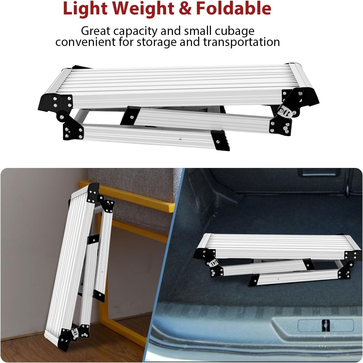 Aluminium Folding Hop Up Work Platform 150kg Step Stool Non-Slip Portable