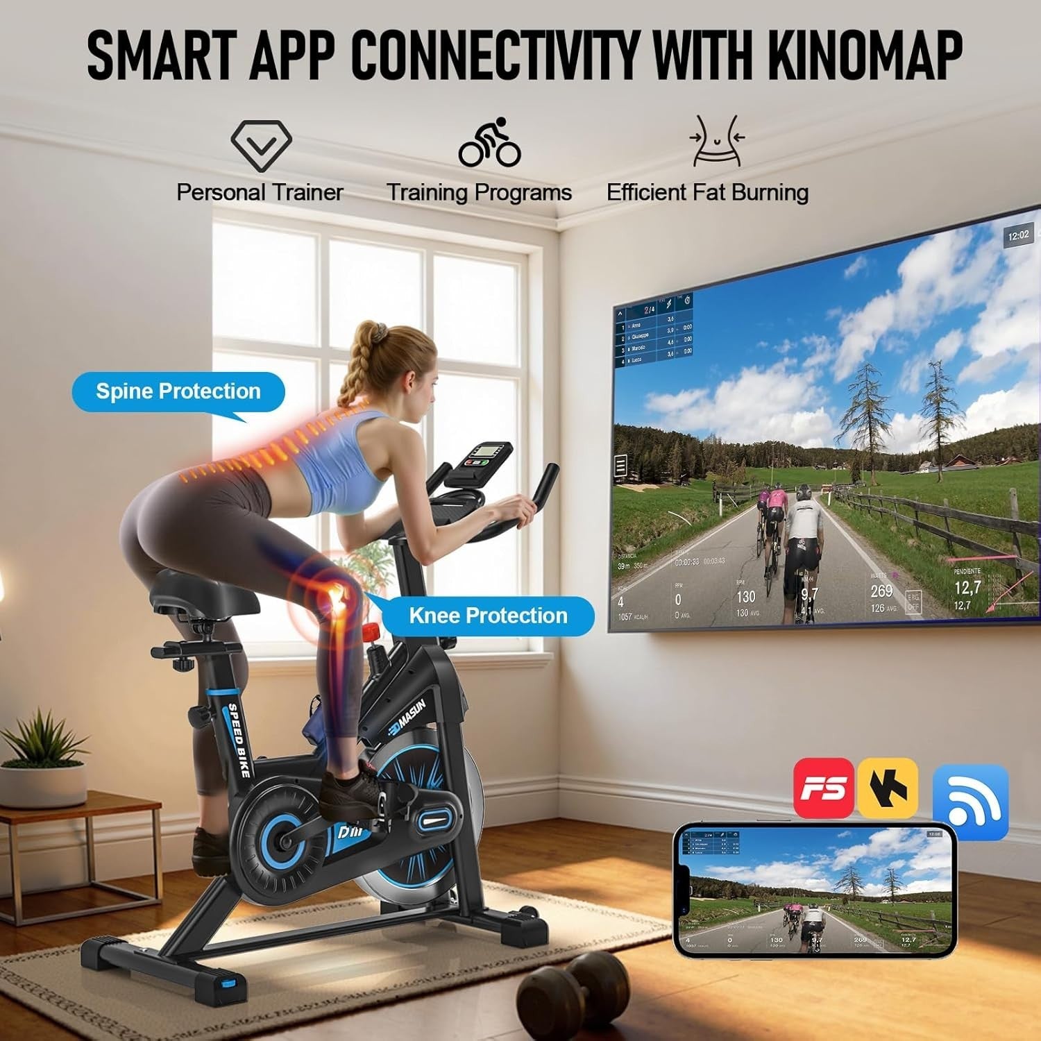 2026 Smart Magnetic Exercise Bike w/ APP, LCD Display, Shock-Absorb Seat 350lb