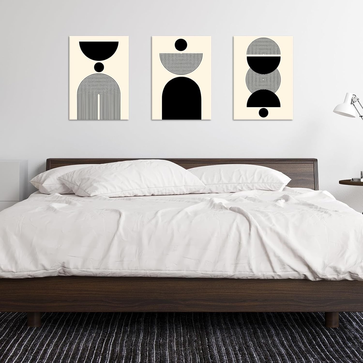 3 Piece Boho Minimalist Canvas Wall Art Black Beige 40x60 cm Framed