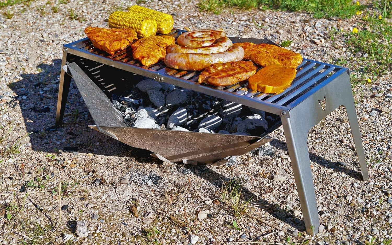 Portable Camping Grill Table Stainless Steel Folding BBQ Rack with Carry Bag