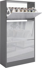 3 Drawer Shoe Cabinet High Gloss Organizer Stand Space-Saving Storage