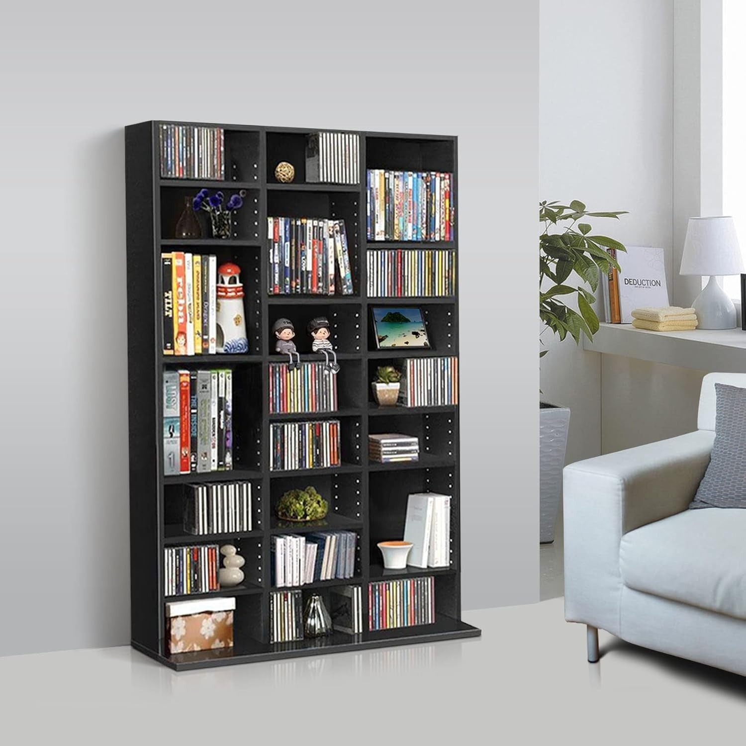 Media Storage Tower 24 Shelf CD DVD Blu Ray Game Book Organizer