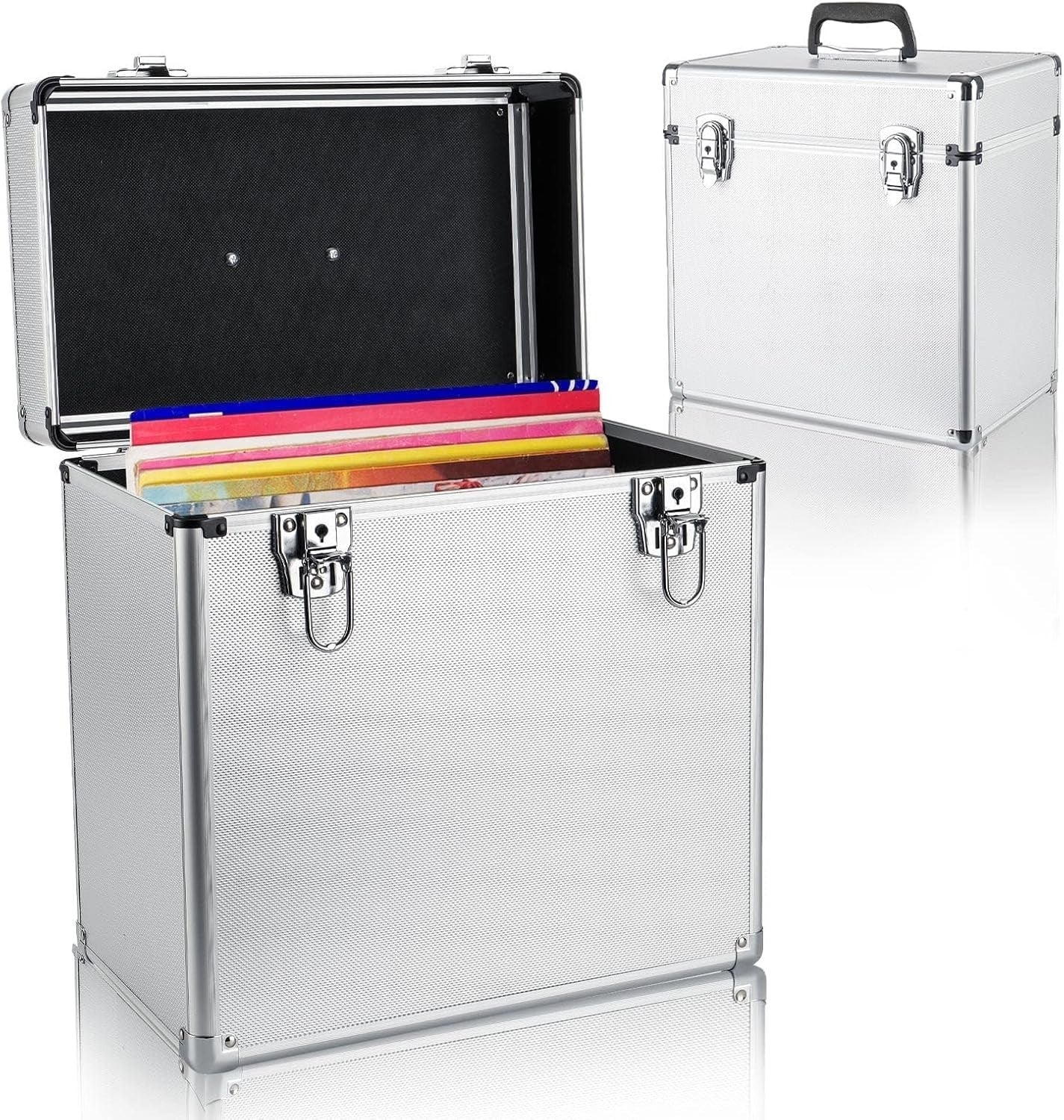 12" Vinyl Record Storage Case Lockable Aluminium DJ Flight Box 100 LPs