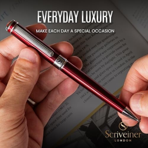 Luxury Ballpoint Pen – Brass, Crimson Red Chrome, Smooth Refillable Ink