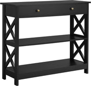 Console Table with Drawer & Shelf, 3-Tier Entryway Sofa Side Table, 100x30x80cm