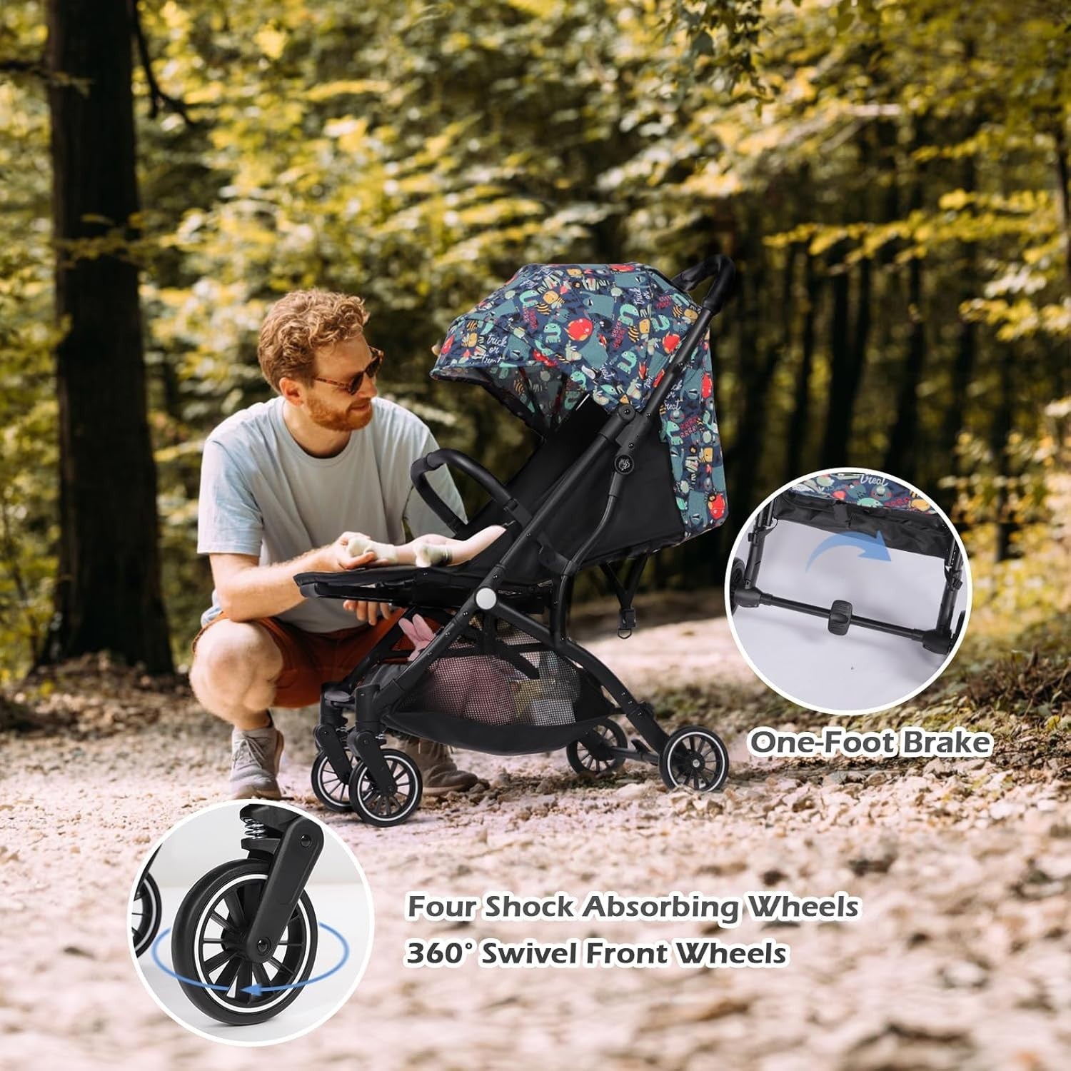 Compact Lightweight Travel Pushchair Buggy One-Hand Fold Newborn–3Y 15kg