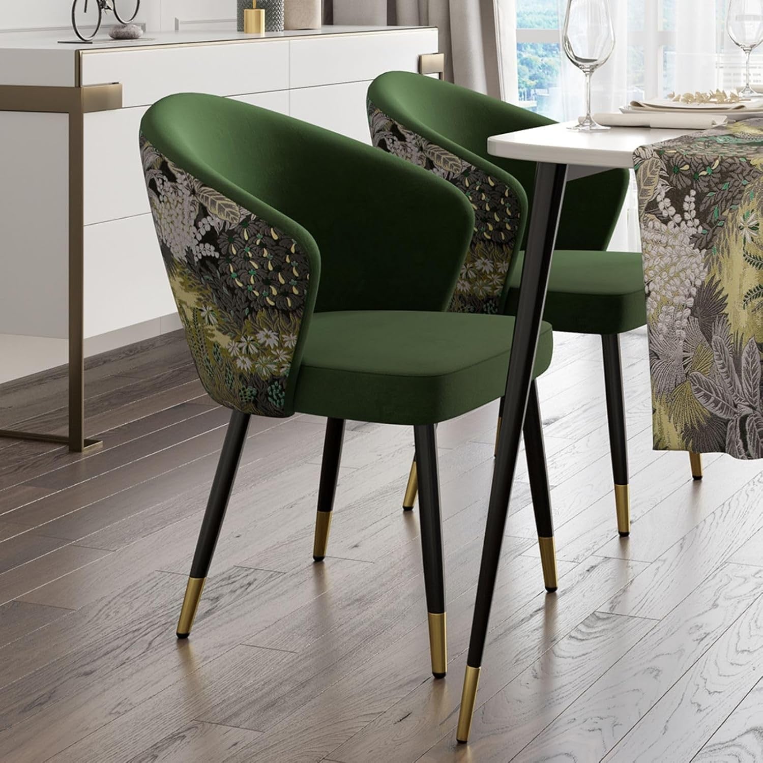 Luxury Velvet Dining Chair Upholstered Side Chair with Padded Seat & Gold Legs
