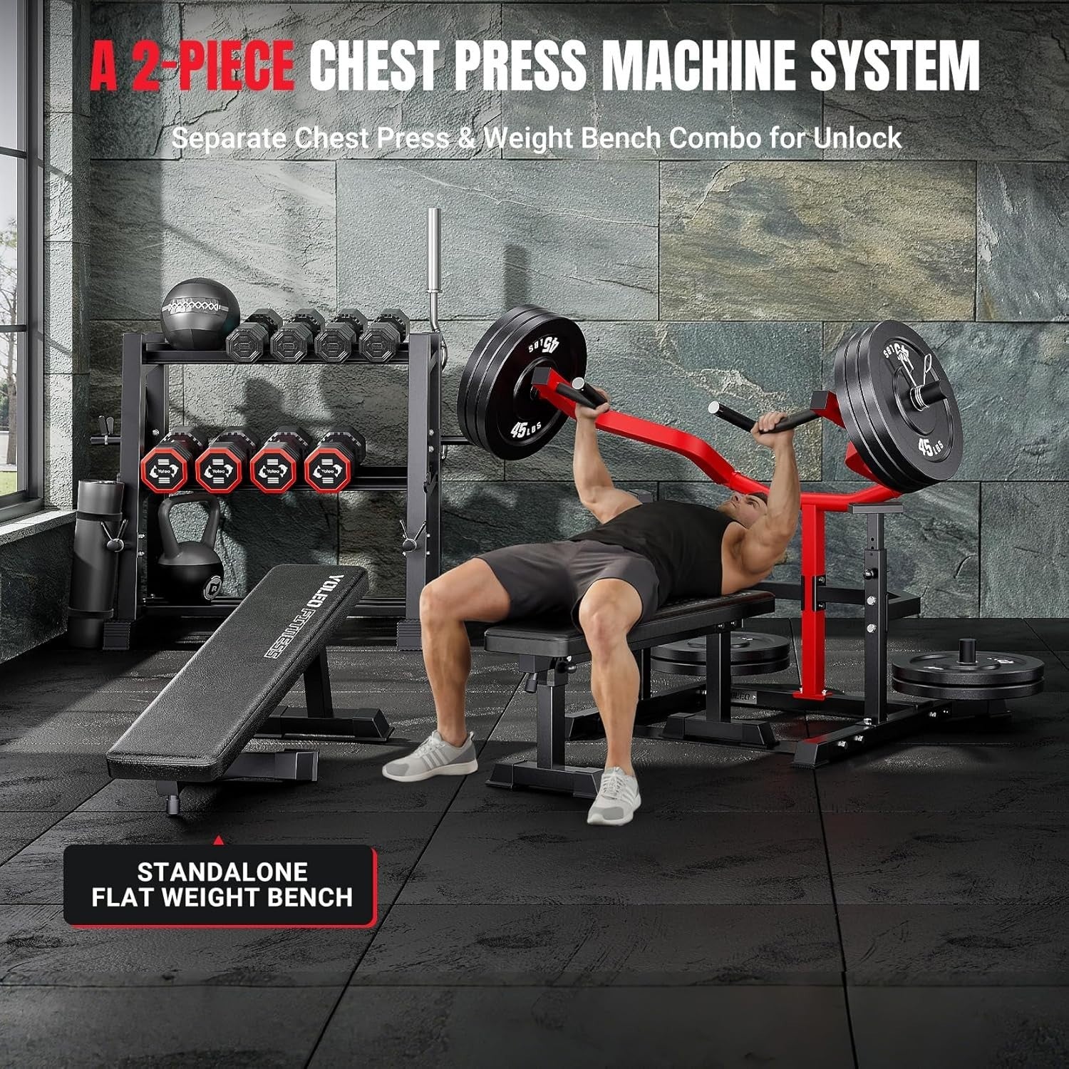 2-in-1 Adjustable Weight Bench & Chest Press Rack for Home Gym