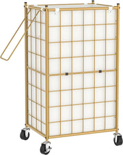 100L Rolling Laundry Hamper with Wheels Gold Metal Frame Removable Bag