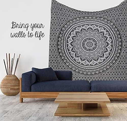 Boho Black White Cotton Tapestry 54x84" Wall Art Decor