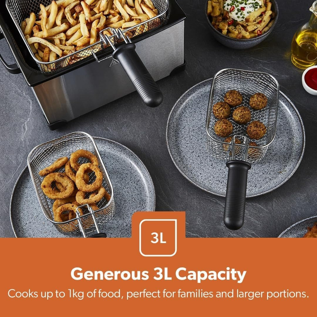 5L Deep Fat Fryer Triple Basket Electric Fryer 2000W Temp Control