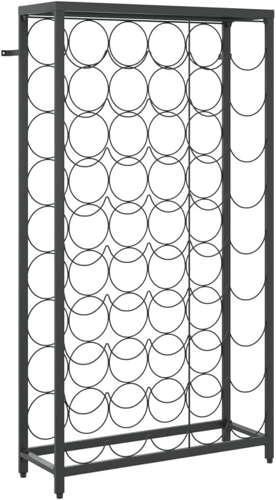 45 Bottle Wine Rack Free Standing Black Metal Wine Storage Shelf Kitchen Bar