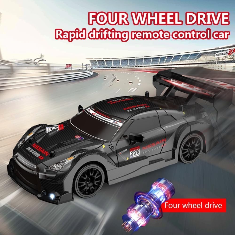 1:24 RC Drift Car 20KM/H 4WD Remote Control Racing Toy 2 Batteries LED Lights