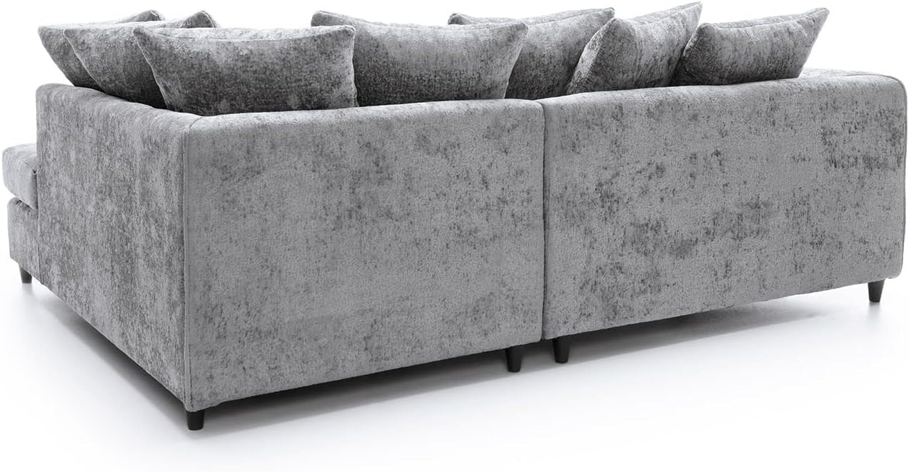L-Shaped Light Grey Chenille Sofa 5-Seater Corner Couch Modern Living Room
