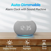 Sound Machine Alarm Clock Night Light Auto Dimming White Noise Timer