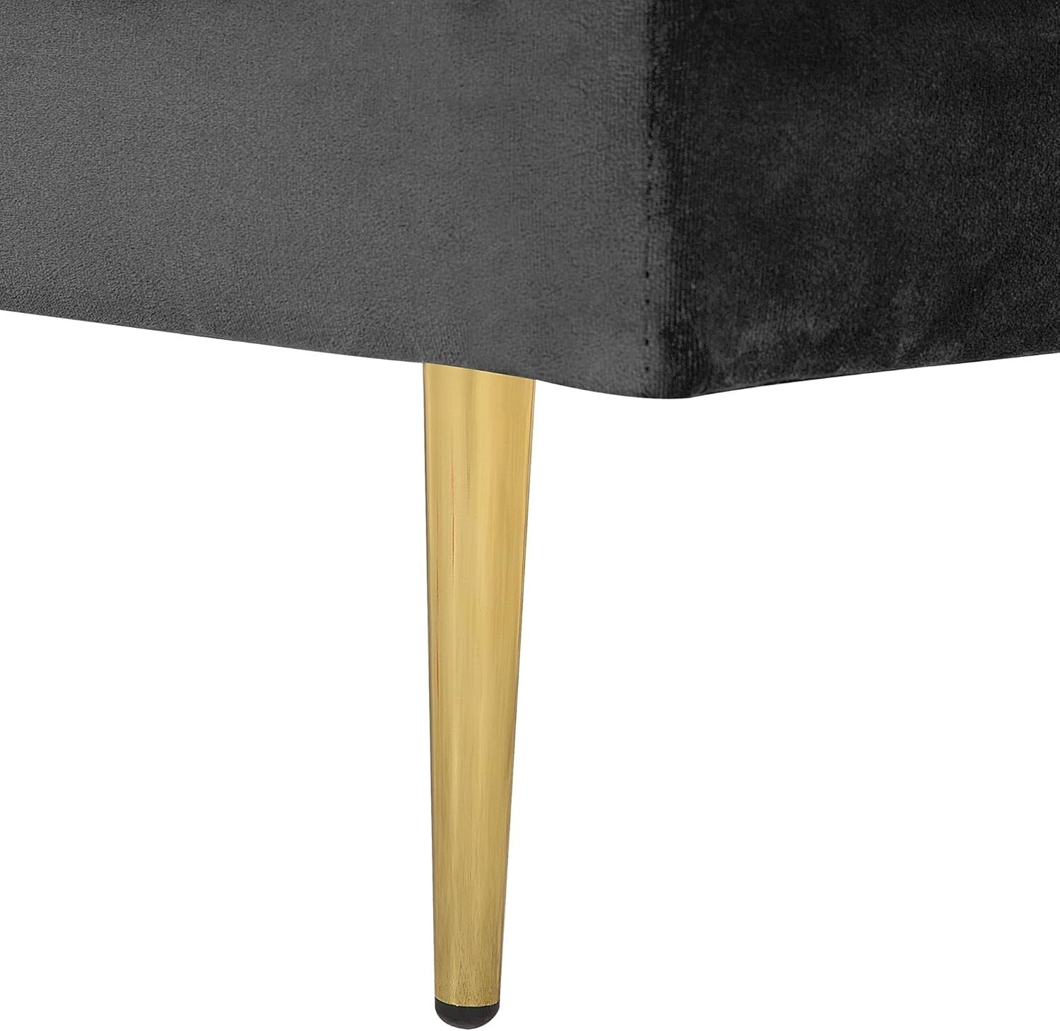 Black Velvet Glam Chaise Lounge Gold Legs Compact Stylish Reading Seat