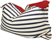 Navy Striped Giant Outdoor Bean Bag Chair Cushion Water Resistant Lounger