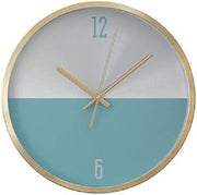 Modern Wall Clock Silver Blue Round 30cm Quiet Quartz Stylish Home Bedroom Decor