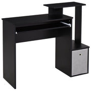 Black Computer Desk with Keyboard Tray & Storage Drawer – Home Office