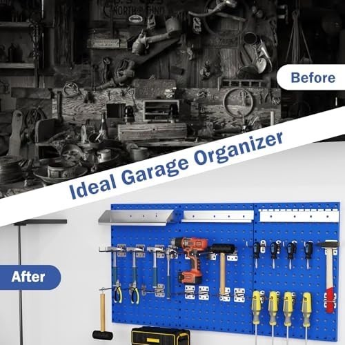 Wall-Mounted Pegboard Tool Organizer Kit 3 Boards 28 Accessories Black/Blue