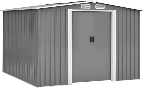 Heavy Duty 8x6 ft Outdoor Metal Garden Shed Lockable Storage Unit