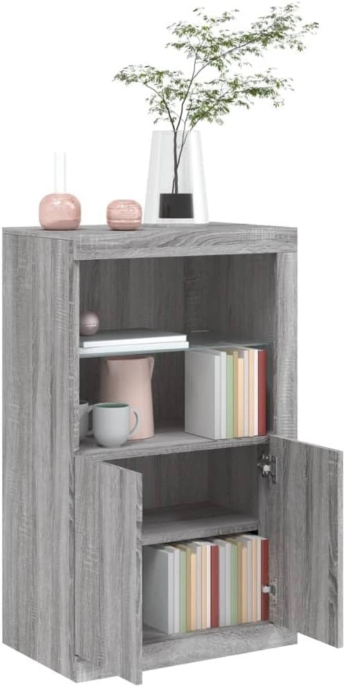Grey Sonoma LED Sideboard Cabinet – Moisture Resistant, Modern Storage