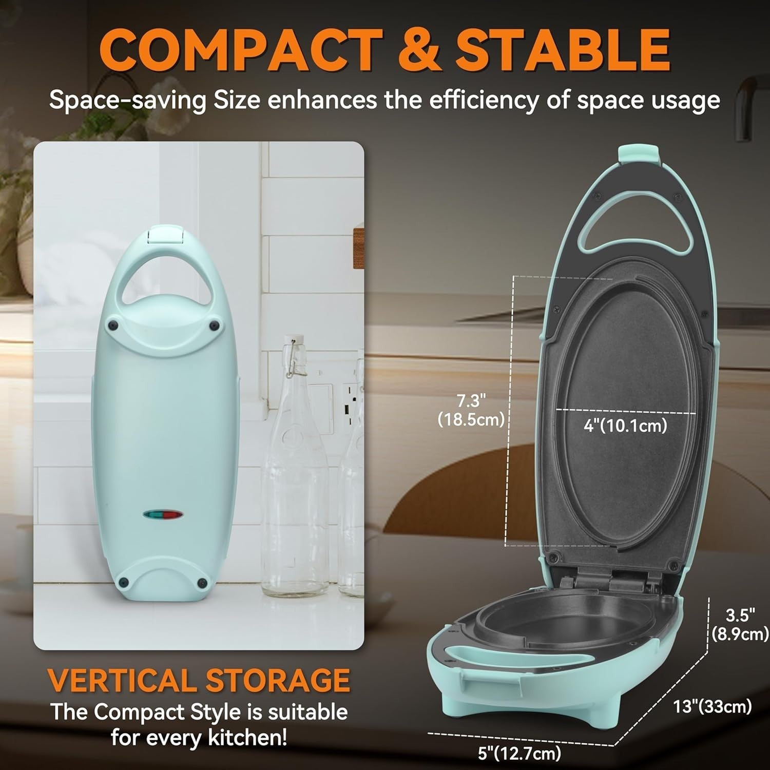 Electric Omelette Maker Non-Stick Double Plates Quick Breakfast Cooker Aqua