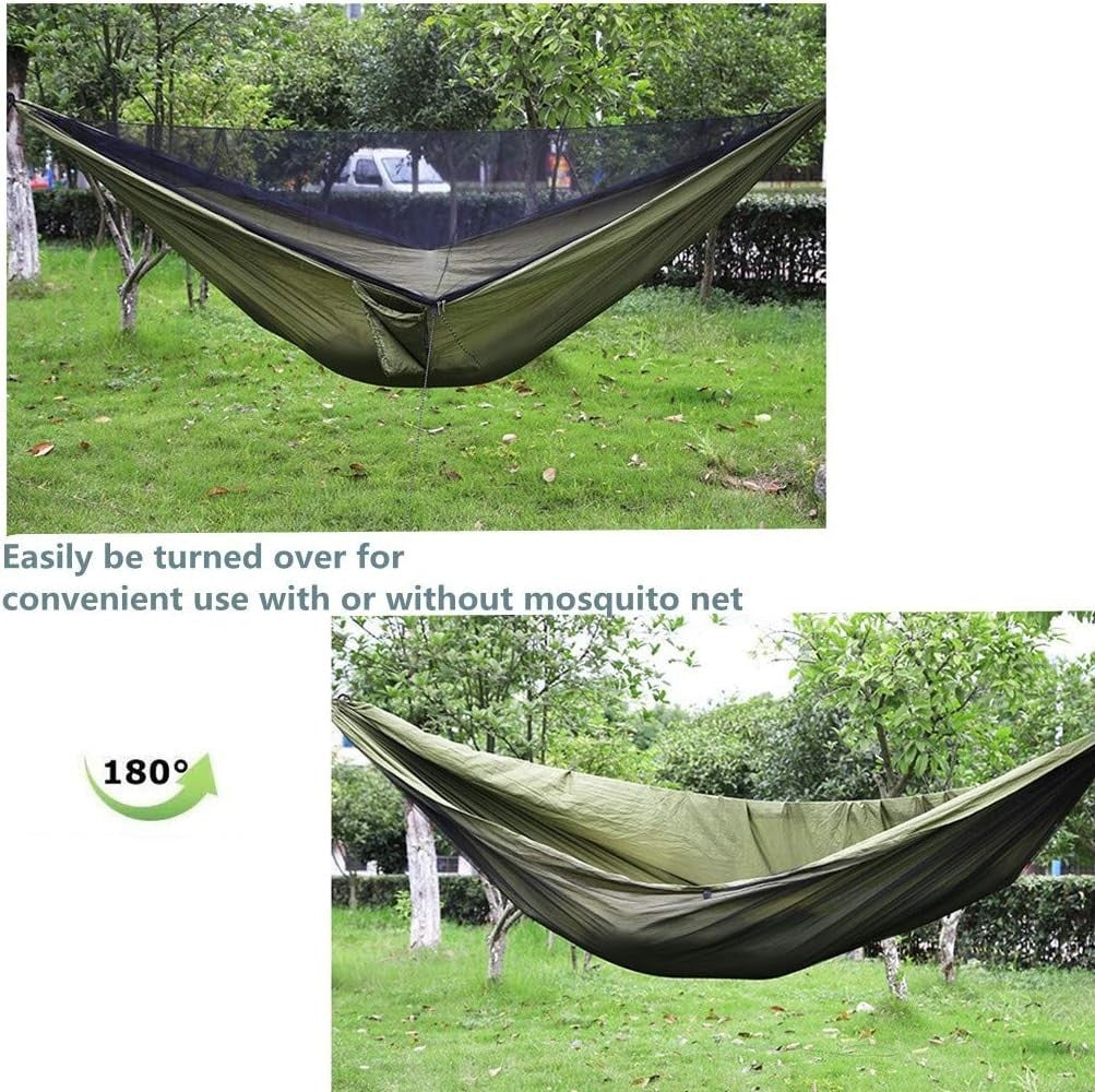 Camping Hammock with Rainfly Mosquito Net Waterproof Portable Outdoor Sleeping B