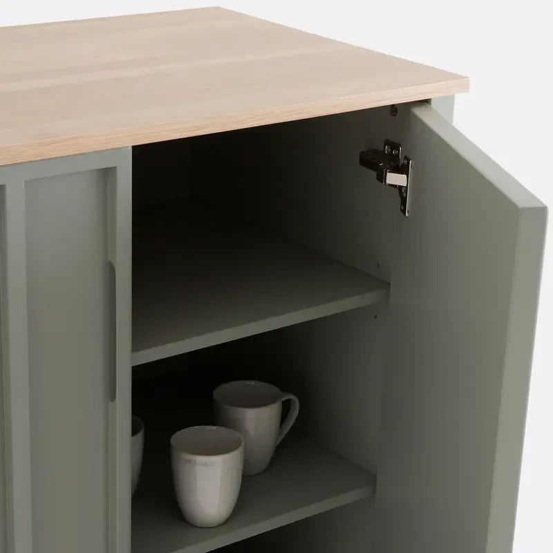 Modern Pine 2 Door Sideboard Cabinet Soft Close FSC Wood Green Oak Finish