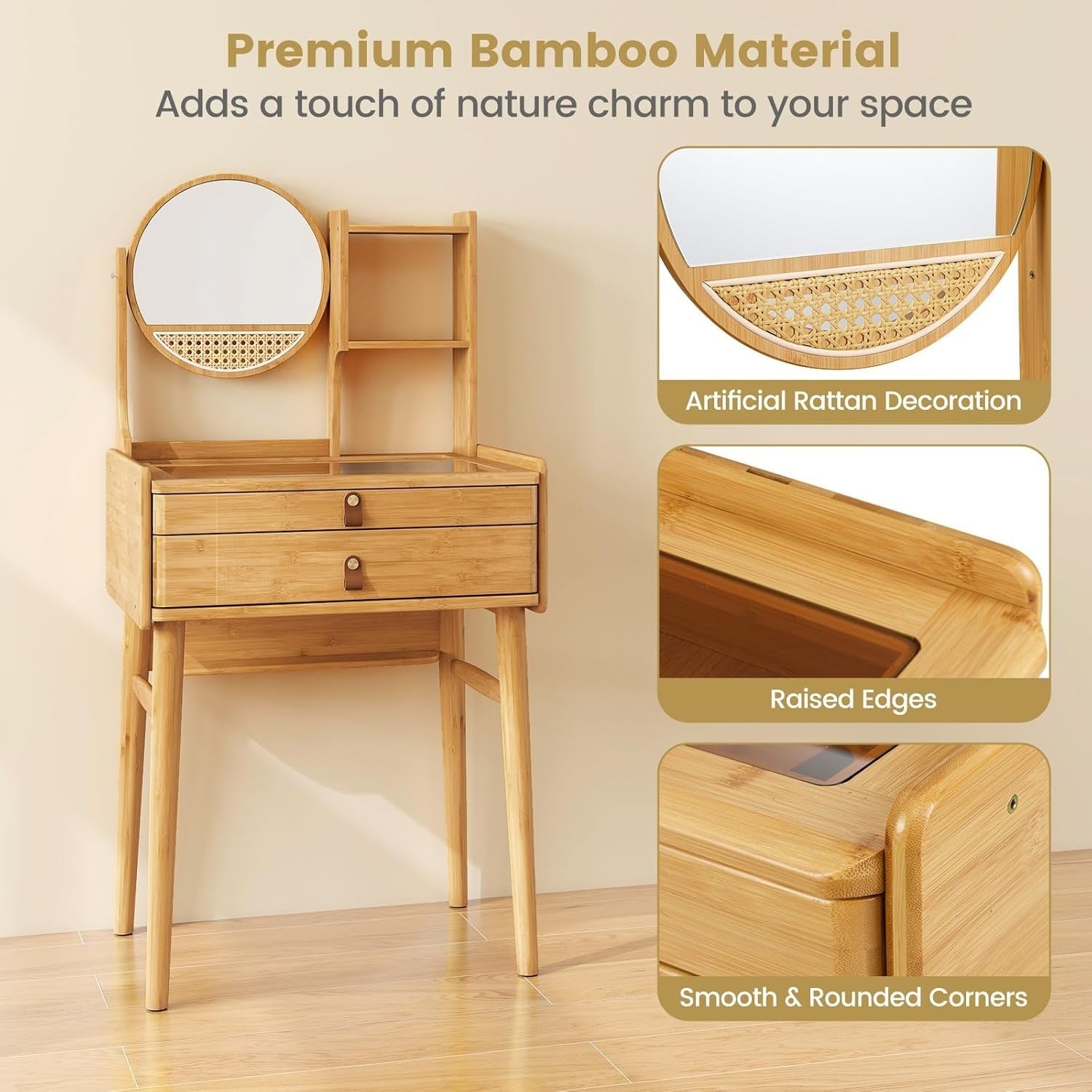 Vanity Dressing Table Desk w/ LED Mirror Storage Drawers & Stool