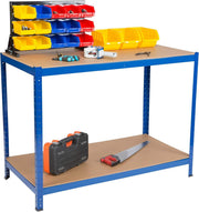 Heavy Duty Garage Workbench 300kg Steel Frame MDF Top 1200mm Wide Storage Shelf