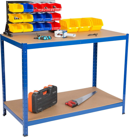 Heavy Duty Garage Workbench 300kg Steel Frame MDF Top 1200mm Wide Storage Shelf
