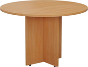 Round Beech Meeting Table – Heavy Duty 110cm Conference Desk for Office Spaces