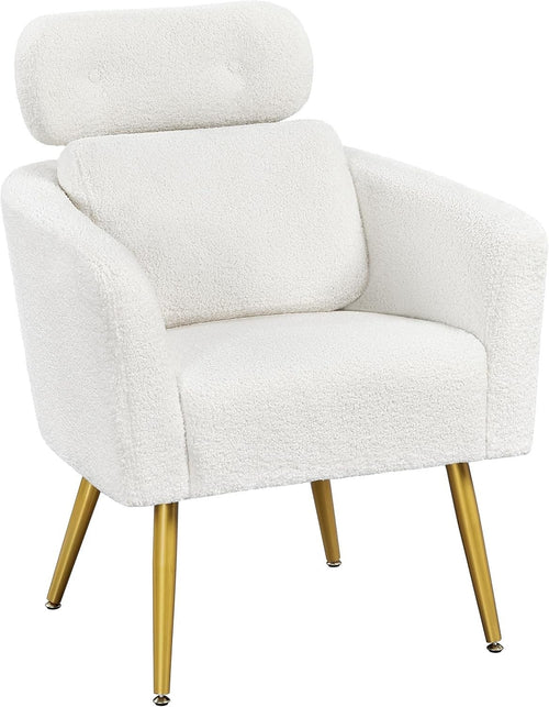 White Tub Chair Adjustable Headrest Lumbar Pillow Accent Living Room Seat