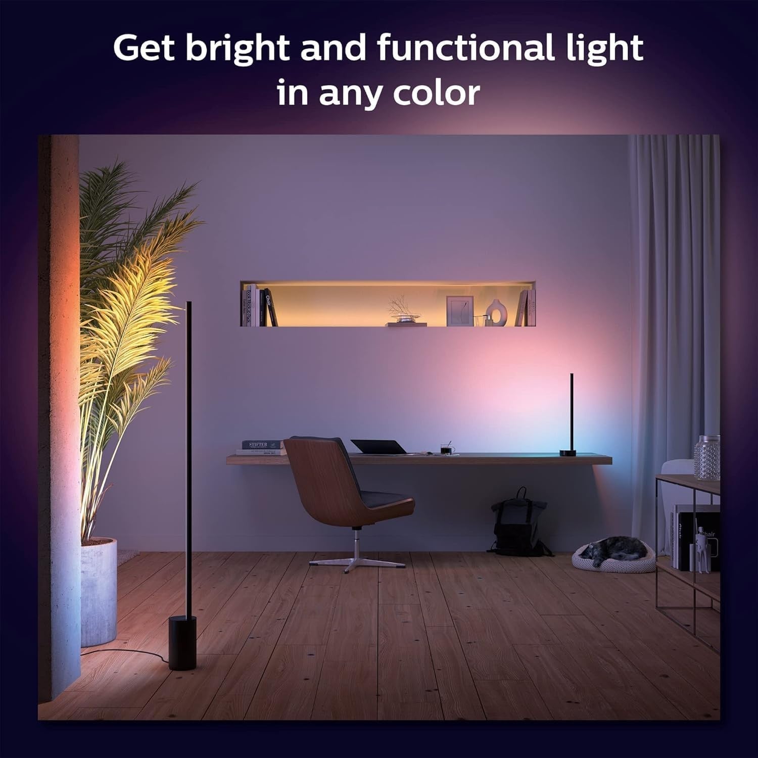 Smart Gradient LED Floor Lamp with Voice Control & Bluetooth, 11x11x145cm