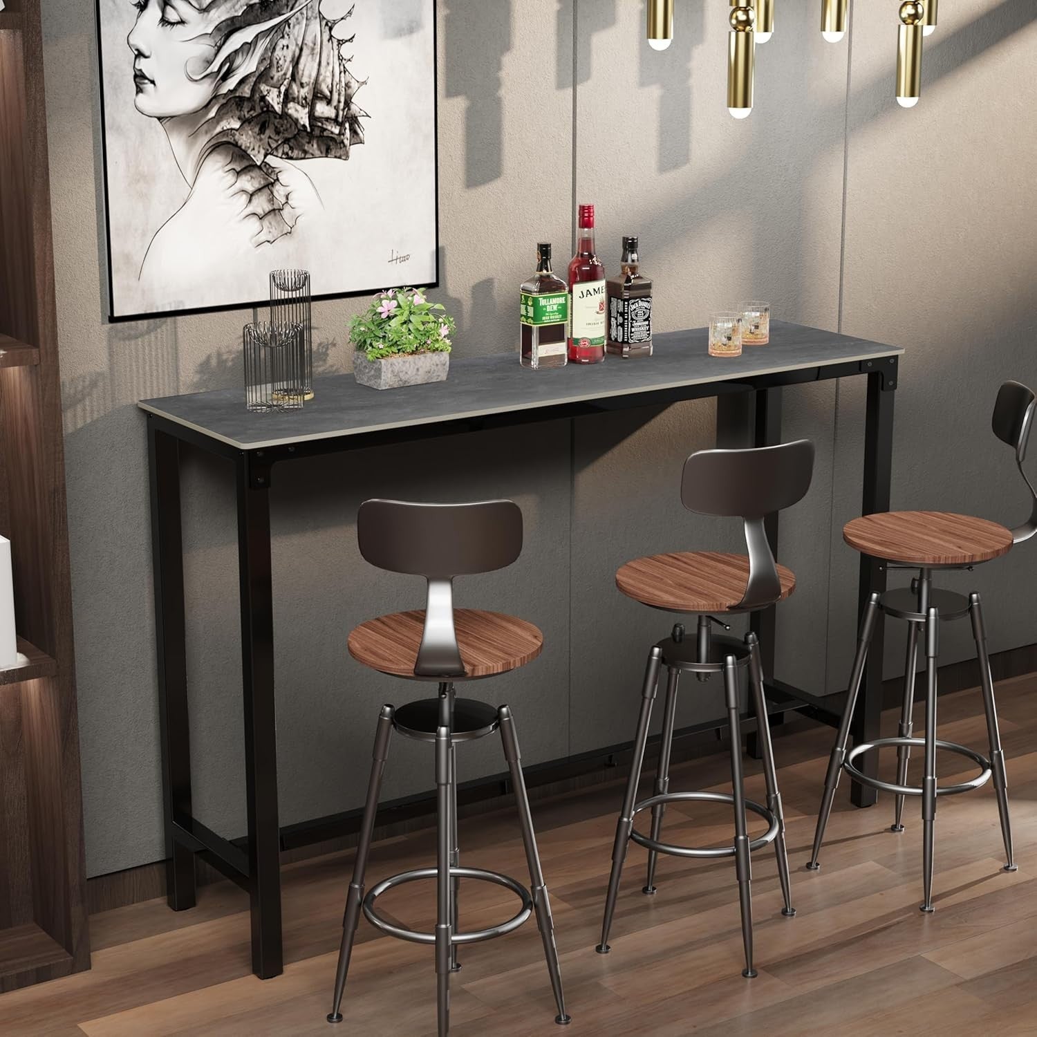 120cm Sintered Stone Bar Table High Counter Dining Table Bar for Kitchen Home