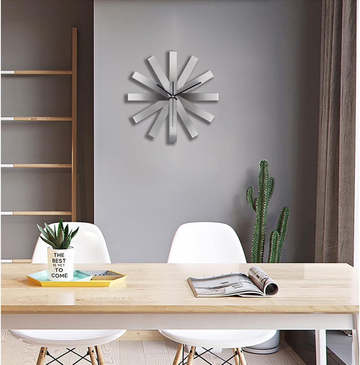 Modern Stainless Steel Wall Clock 11.8" Silent Non-Ticking Decorative Home Clock
