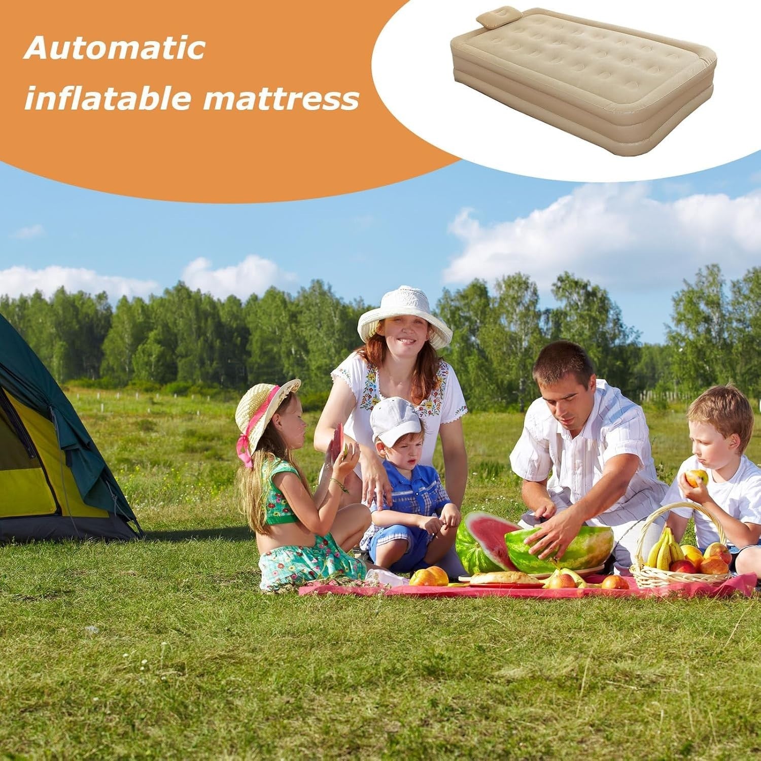 Inflatable Air Mattress Twin Bed with Built-in Pump – Camping & Guest