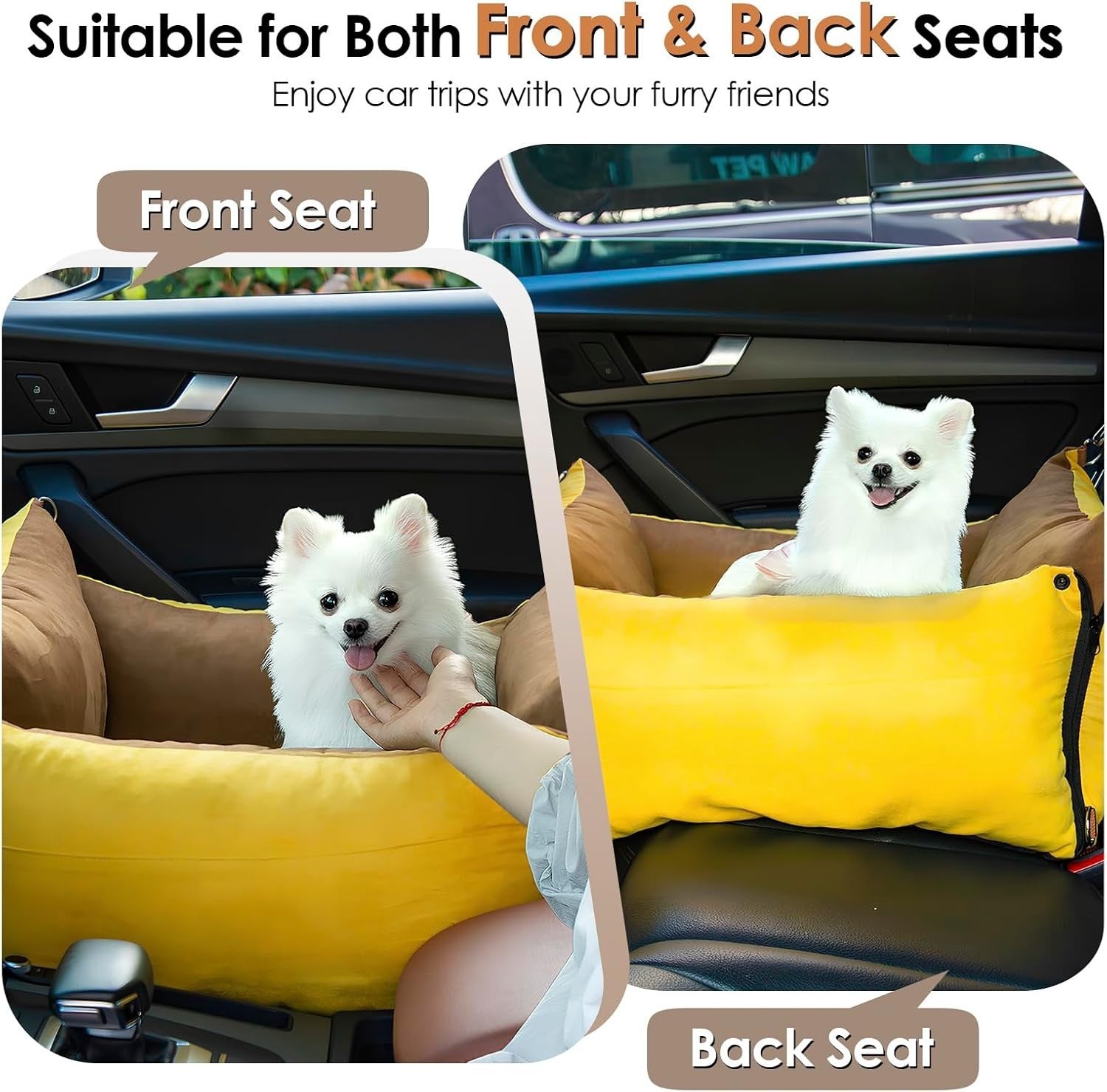Dog Car Seat Booster Bed Portable Travel Carrier Washable Up to 15kg
