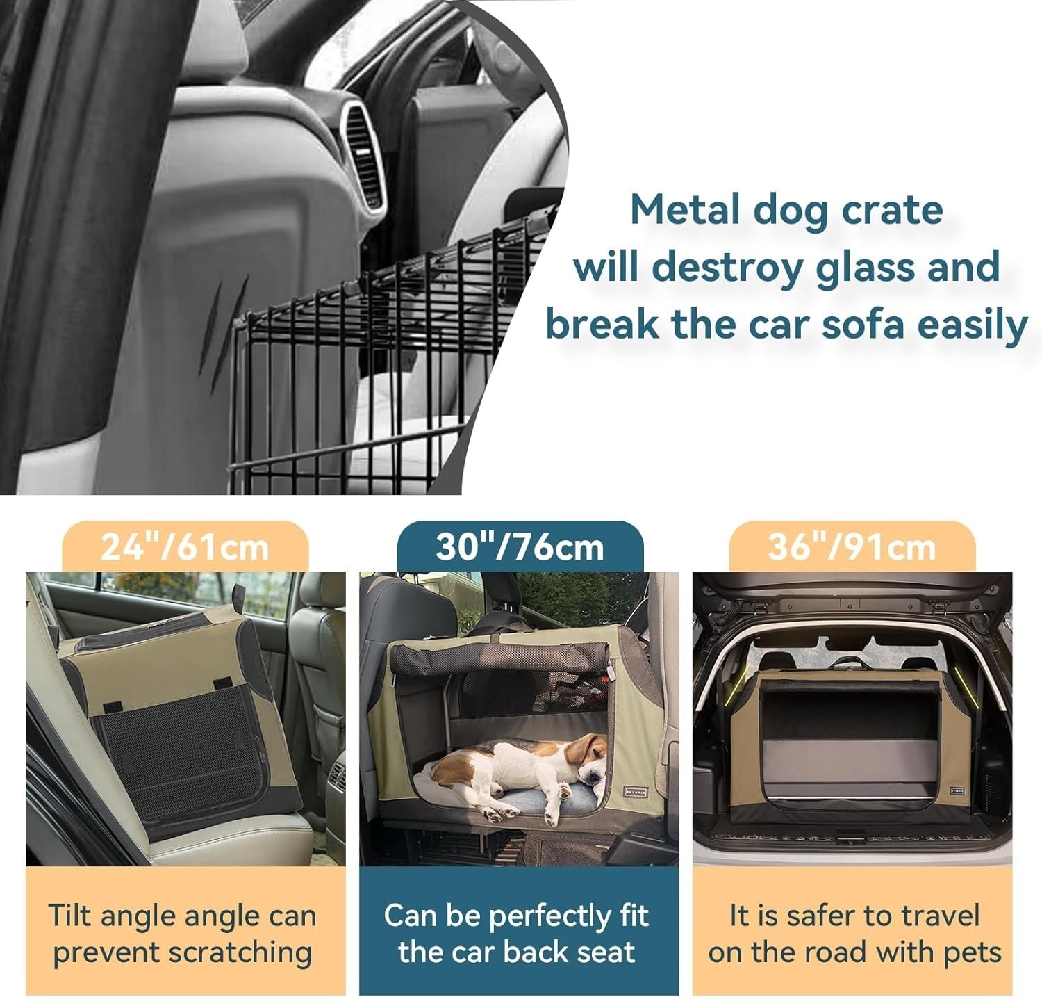 Portable Soft Dog Crate Collapsible Travel Carrier Indoor Outdoor 76cm
