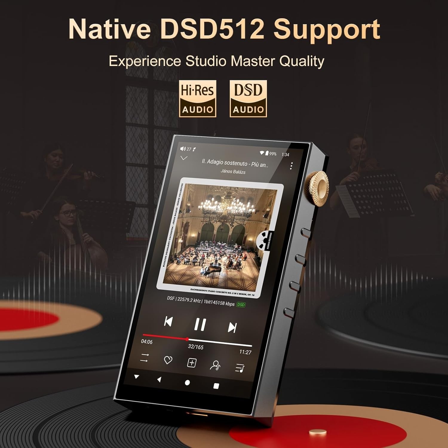 160GB Hi-Res MP3 Player Bluetooth WiFi DSD512 Dual DAC 4.02"