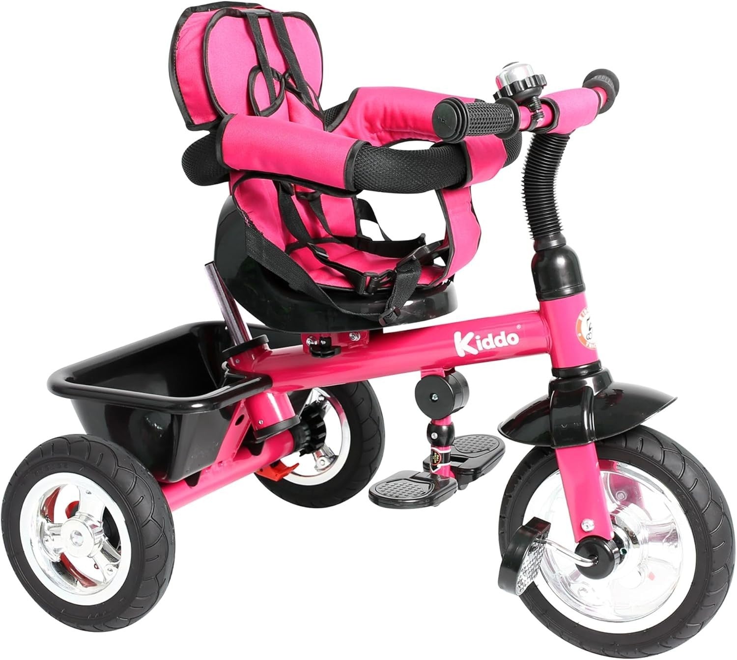 4 in 1 Kids Trike Rotating Seat Sun Canopy Parent Handle Pink