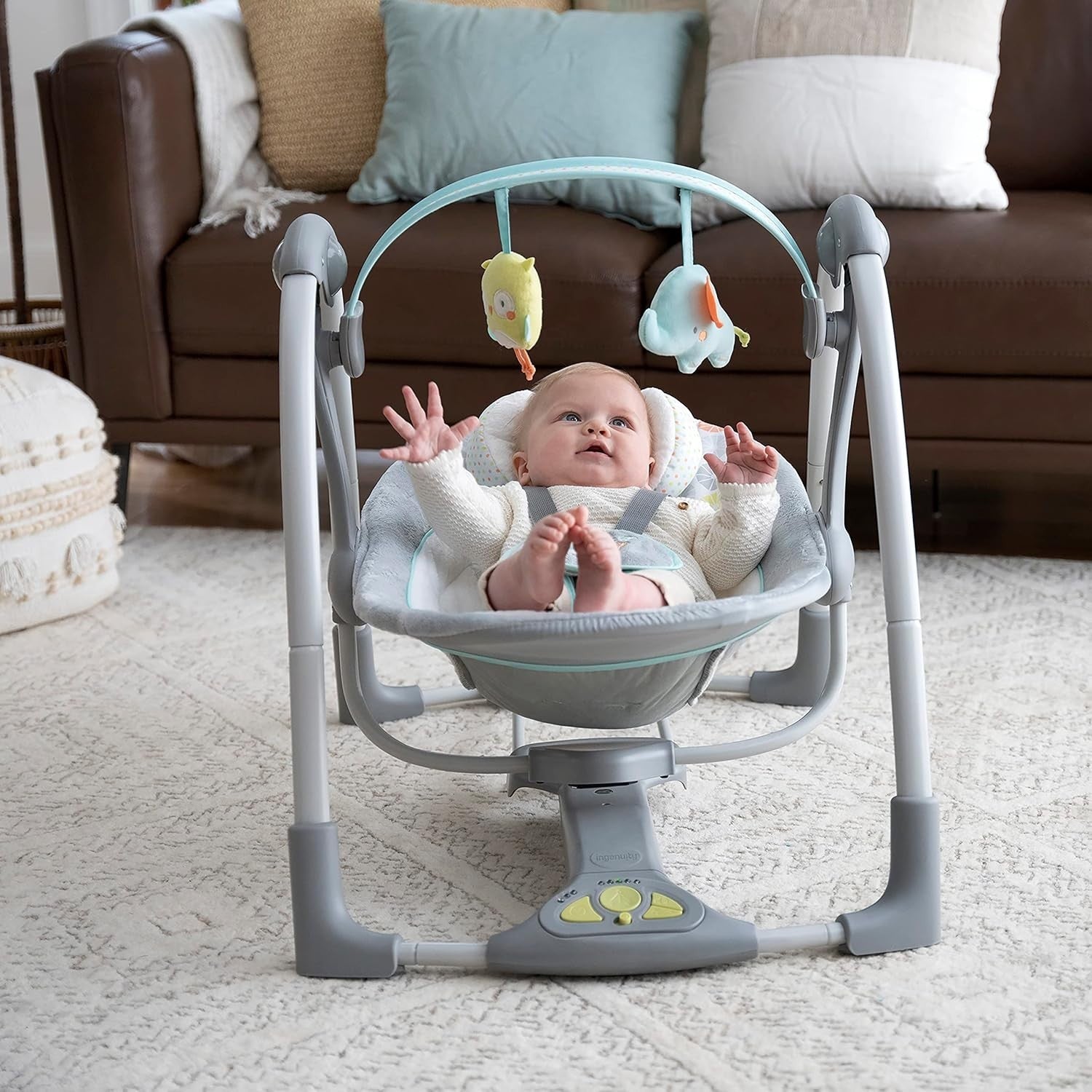 2in1 Baby Swing and Infant Seat with Music Vibrations Adjustable Portable Hoots
