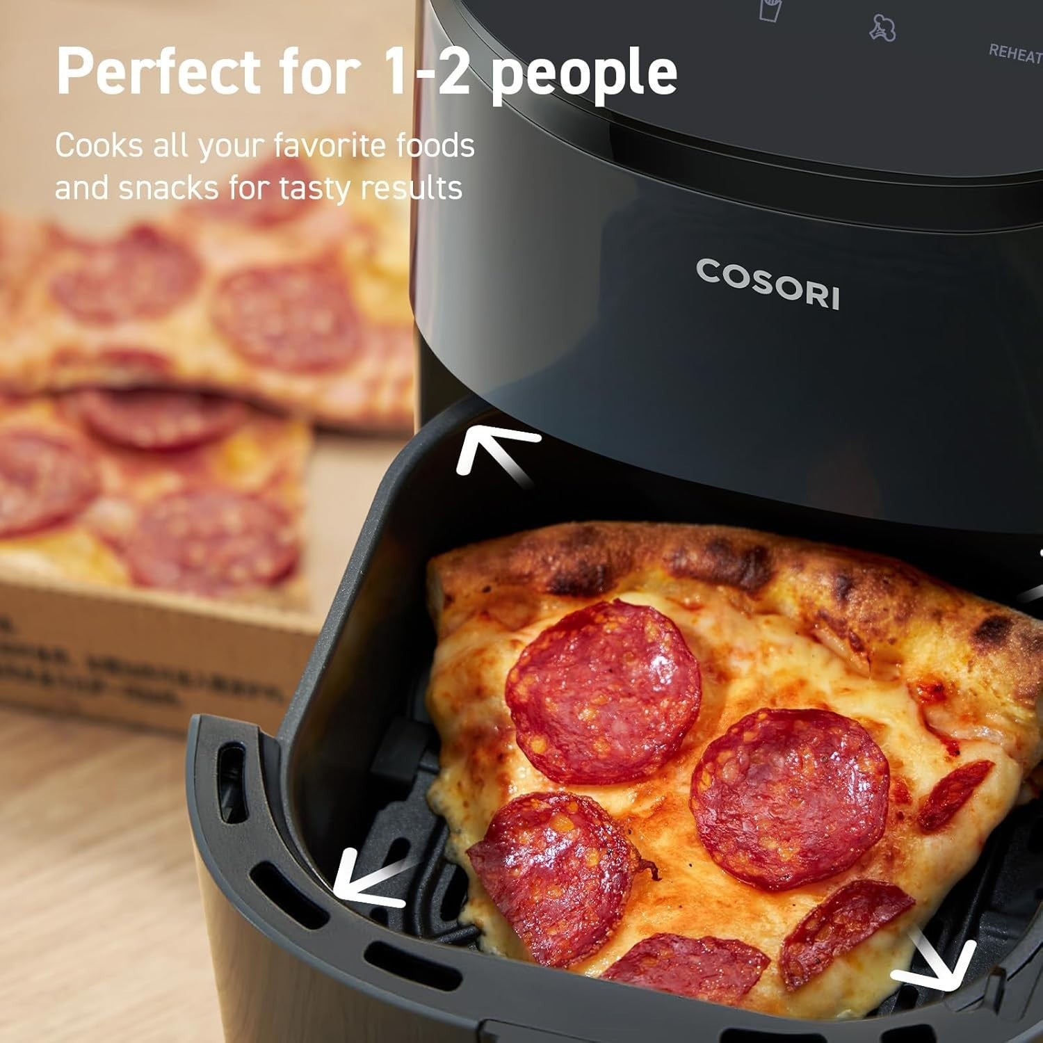 Compact Air Fryer 2L | 53% Faster Healthy Cooking Touch Display Low Noise