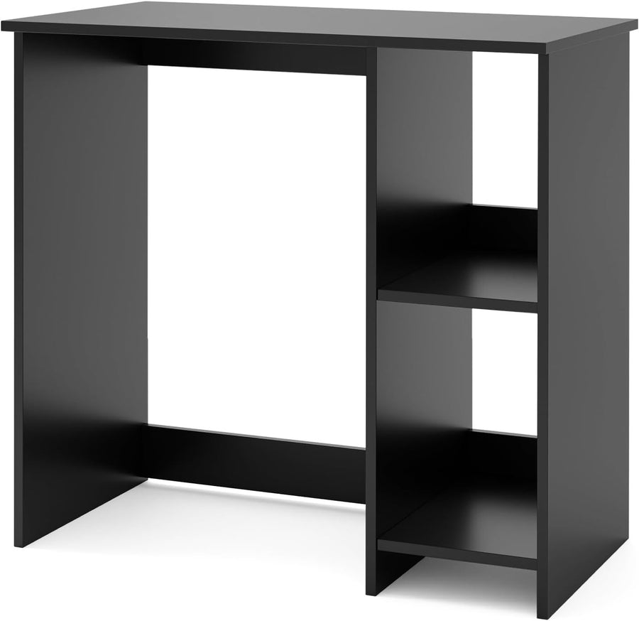 Compact Computer Desk with Shelves Small Space Home Office Laptop  Black