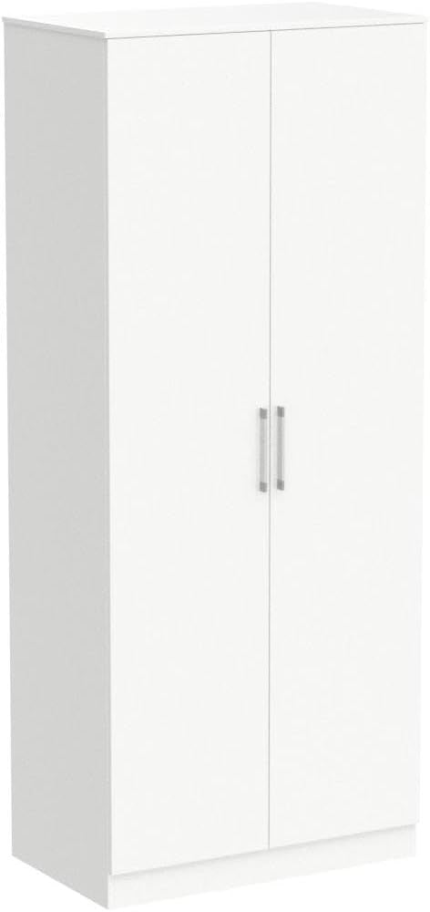 White High Gloss Wardrobe 2 Door Soft Close Storage Shelves Modern