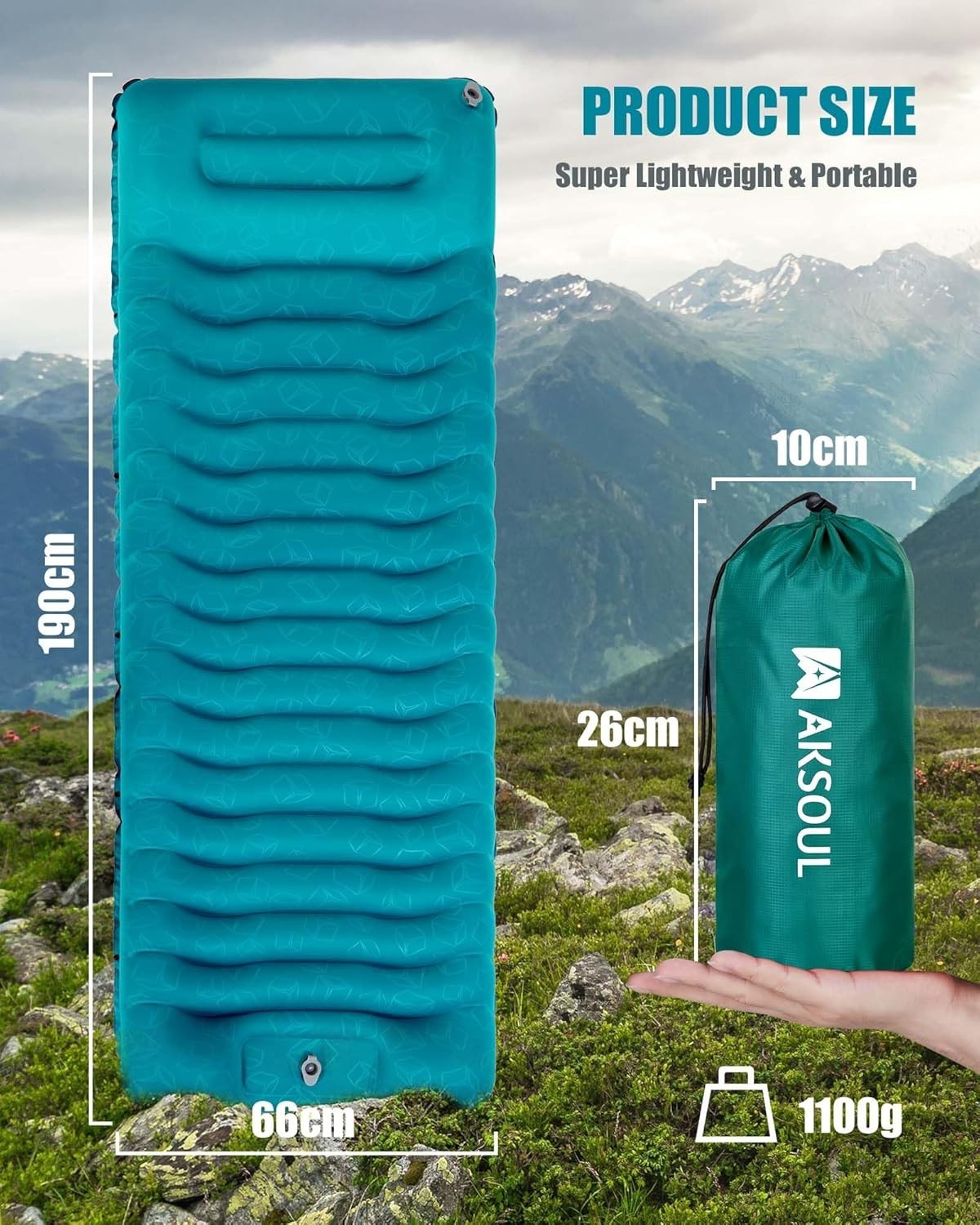 Extra Thick Self-Inflating Camping Mat 12CM Pillow Waterproof Lightweight