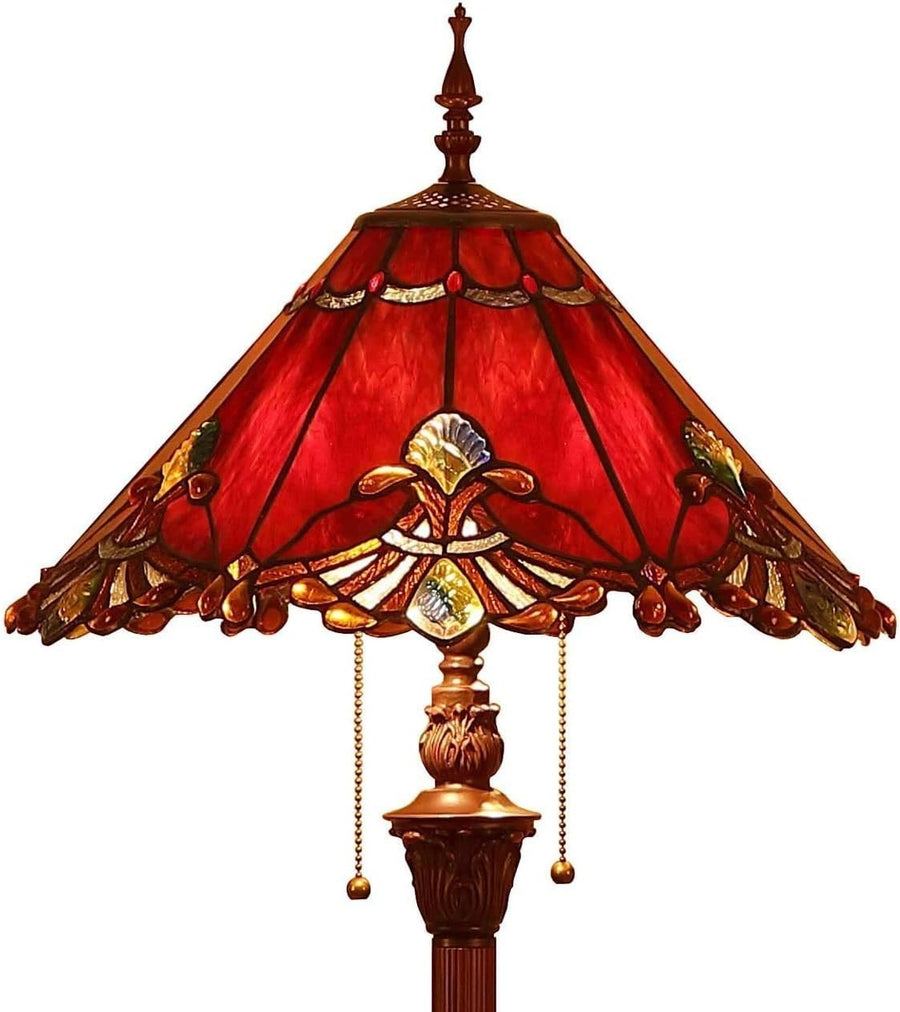 Tiffany Style Floor Lamp Stained Glass 65in Tall Pull Chain 2 Light