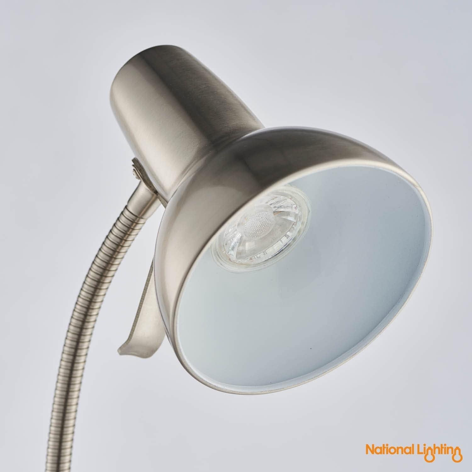 Flexible Gooseneck Floor Lamp Reading Light Satin Chrome Standing Task Lamp