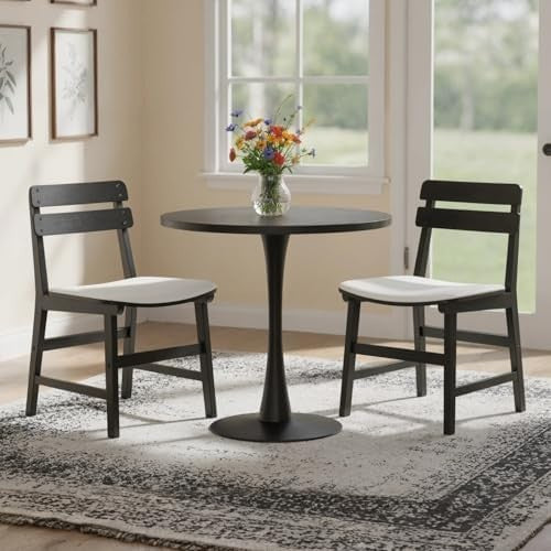 2 Pack PU Leather Dining Chairs Wooden Legs Mid Century Kitchen Seats